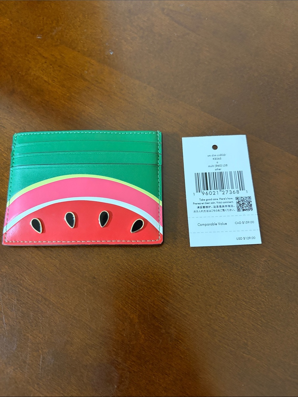 Kate Spade Watermelon Small Slim Card Holder EUC Green/Red Style KB565